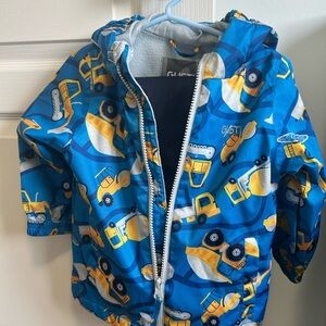 Blue Construction Vehicle Kids Rain Jacket and Rain Pants